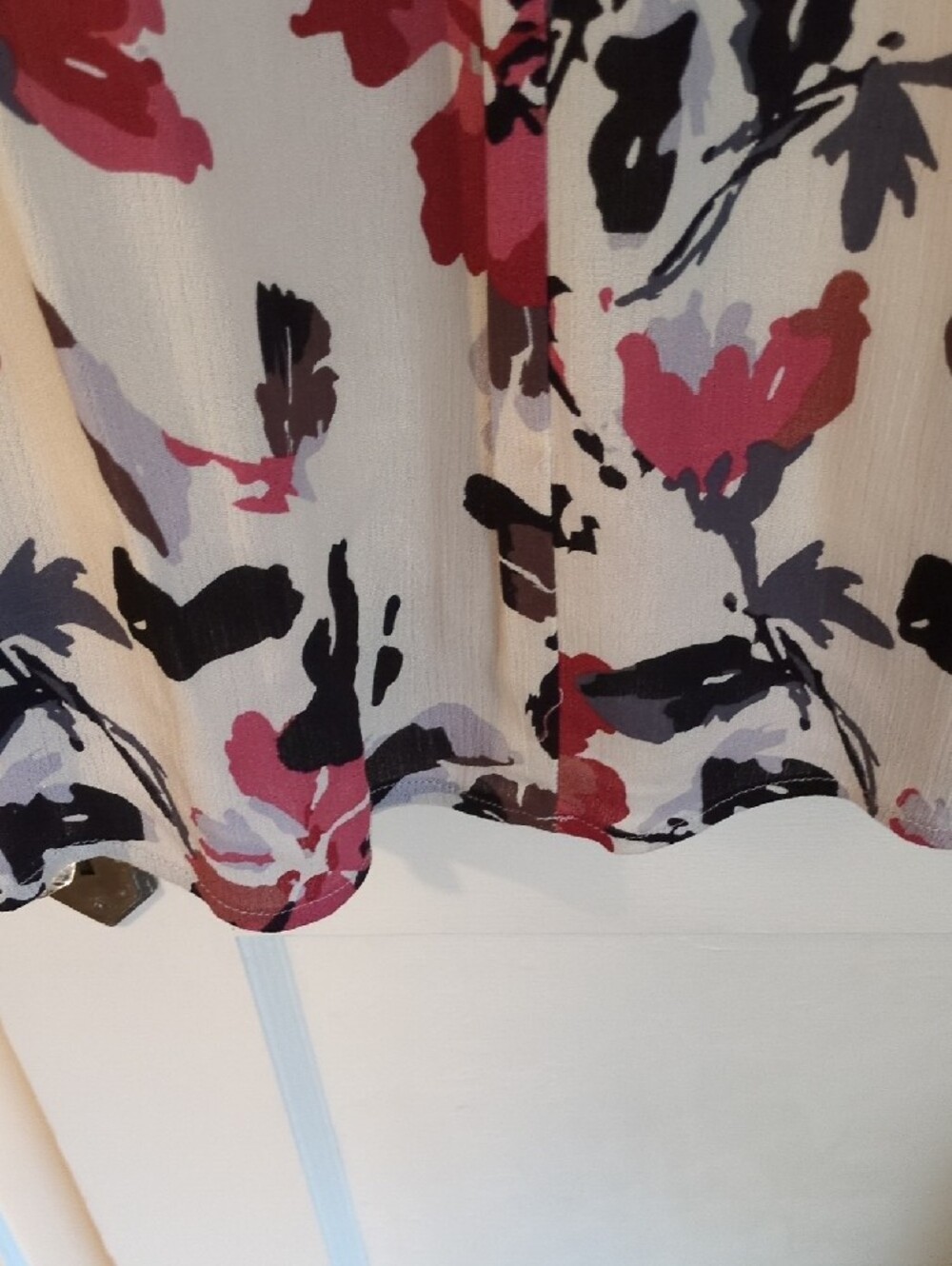En Creme Floral Cream Mini Dress with Pink and Black Blooms - Picture 5 of 6